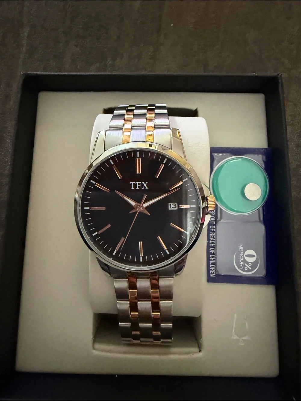 Men’s Two-Tone Black Dial Watch